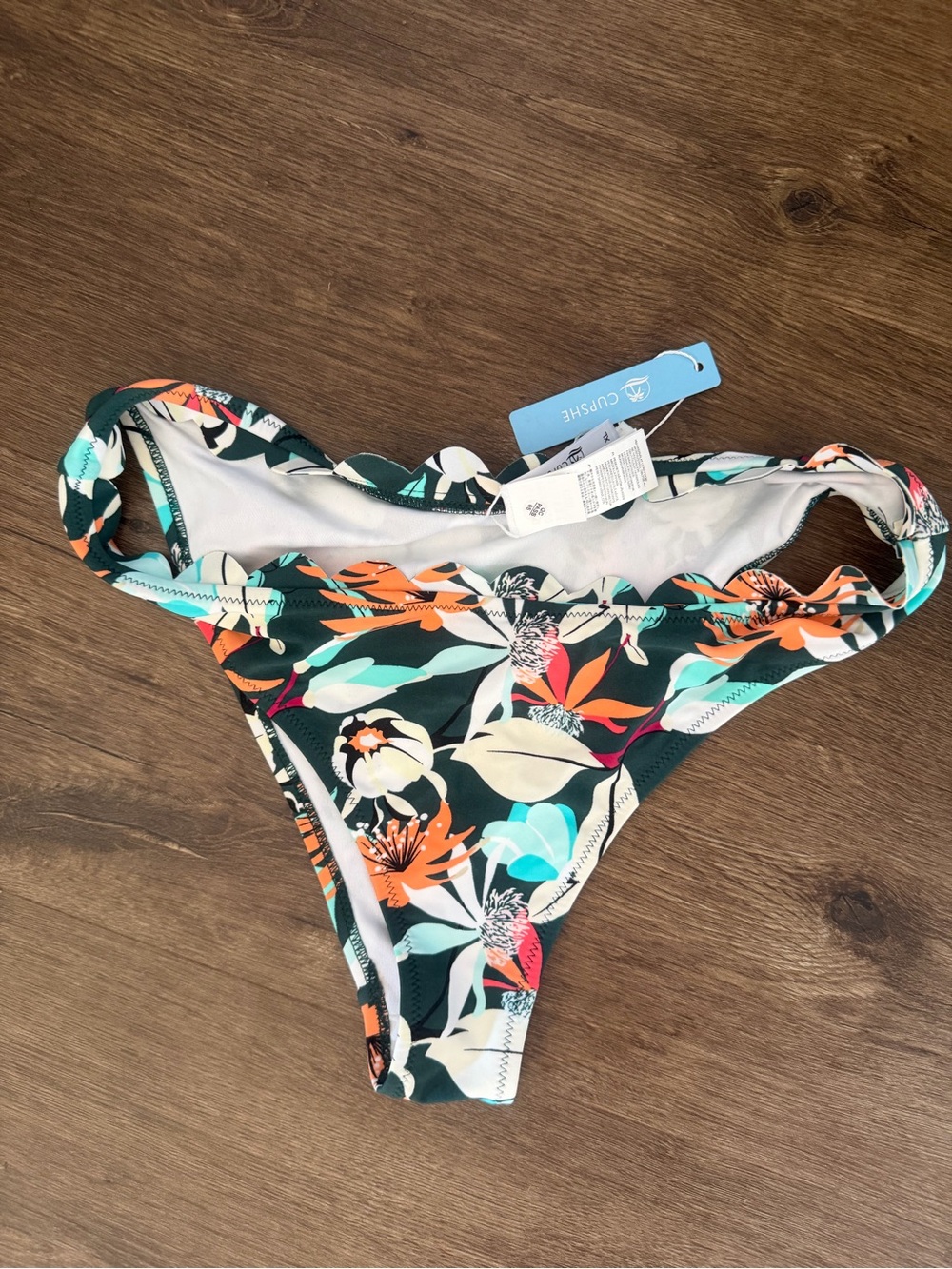 Cupshe Womens Floral Bikini Bottom - Dark Green Multi - NWT